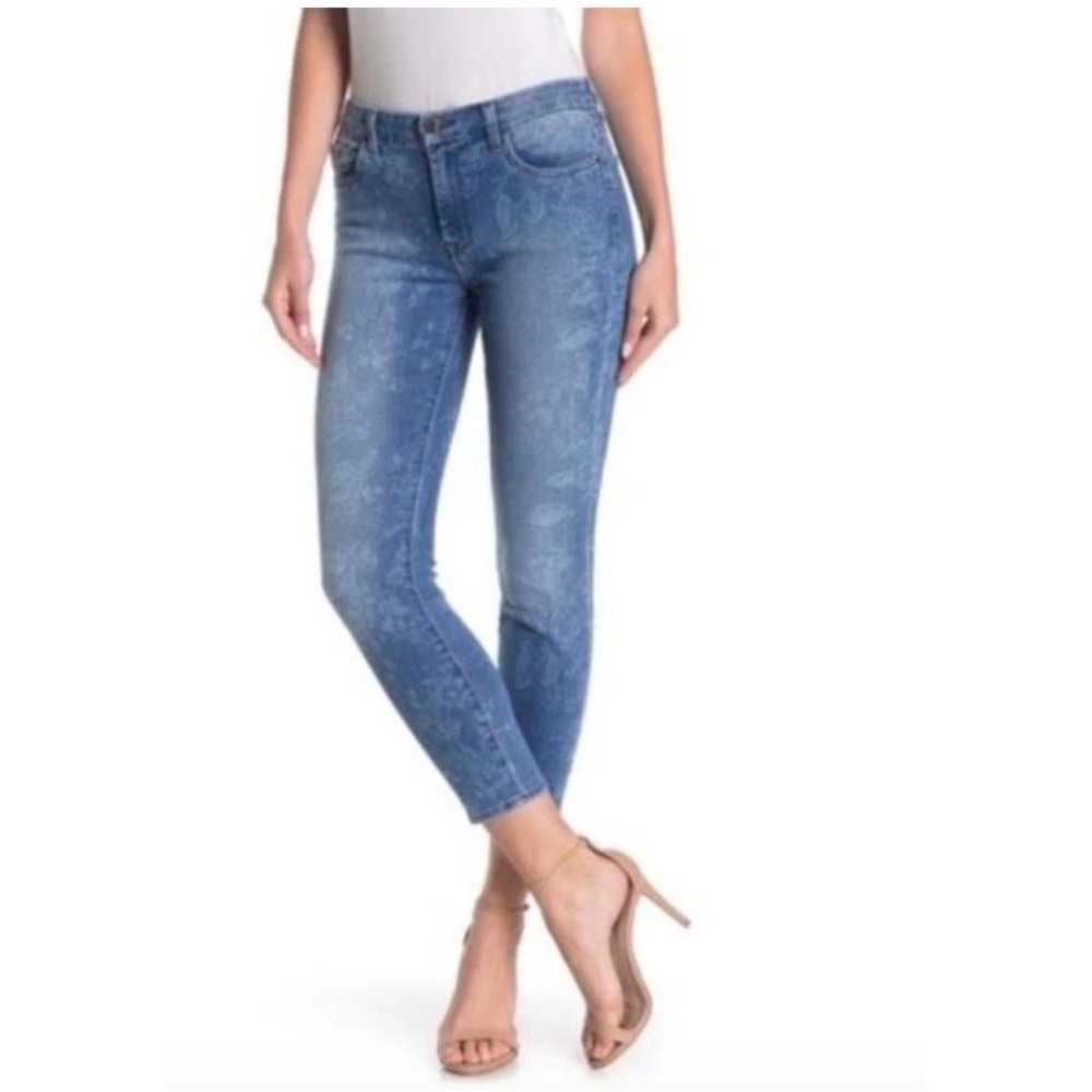 Jen7 by 7 For All Mankind Light Blue Floral Skinny Ankle Jeans Size 10